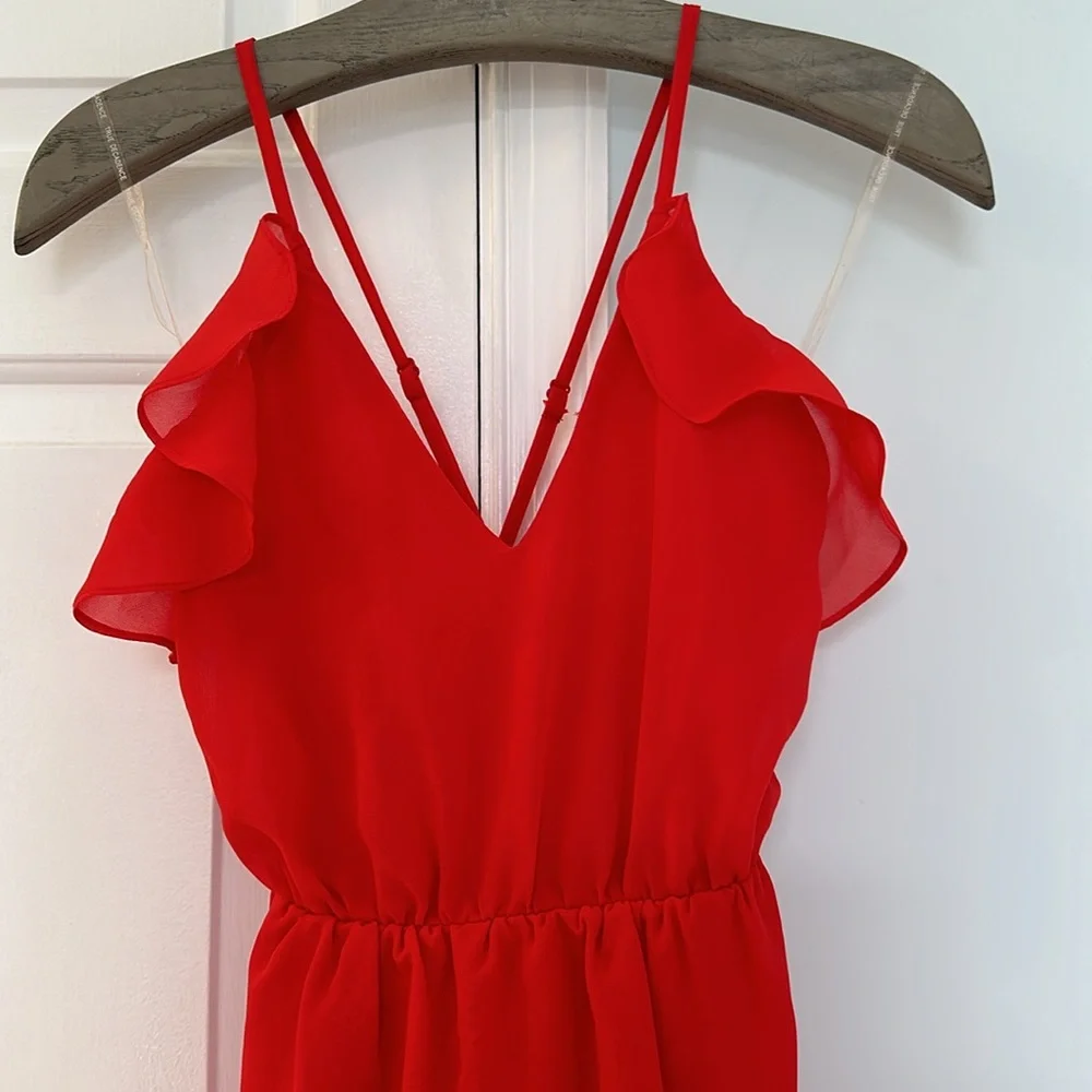 TD by True Decadence Petite Frill Detail High Low MIDI Dress with Strappy Back